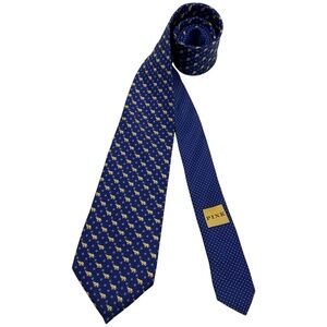 THOMAS PINK Blue Elephant Floral Silk LUXURY Tie ITALY